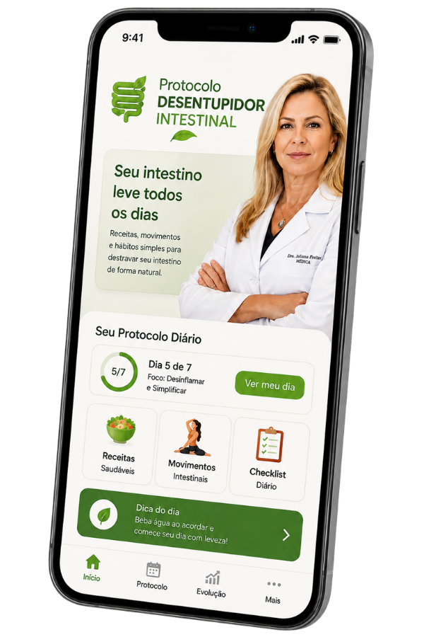Aplicativo do Protocolo Desentupidor Intestinal no celular