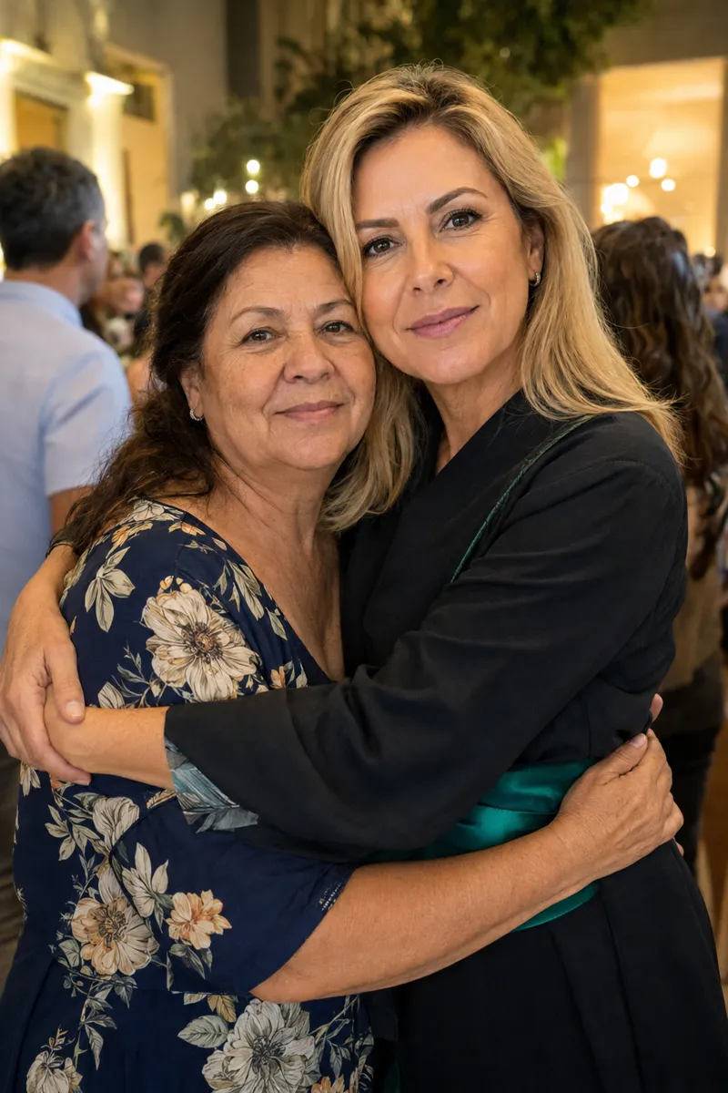 Dra. Juliana Freitas abraçando sua mãe, Dona Raimunda